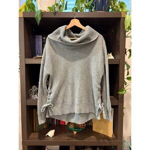 Ruby Moon Gray Tie Side Turtleneck Sweater Size Medium